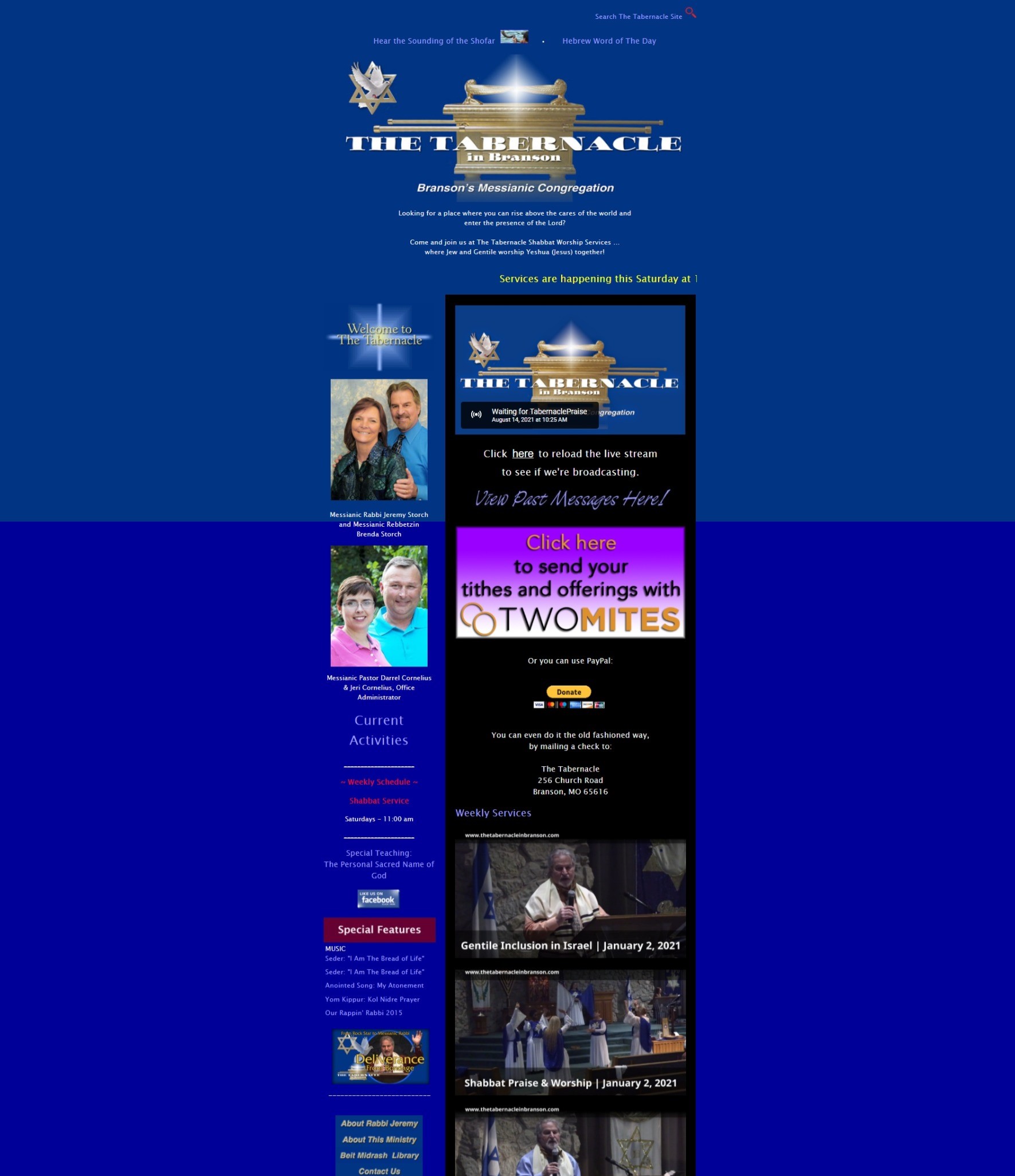 Old tabernacleOfPraise HomePage Screenshot
